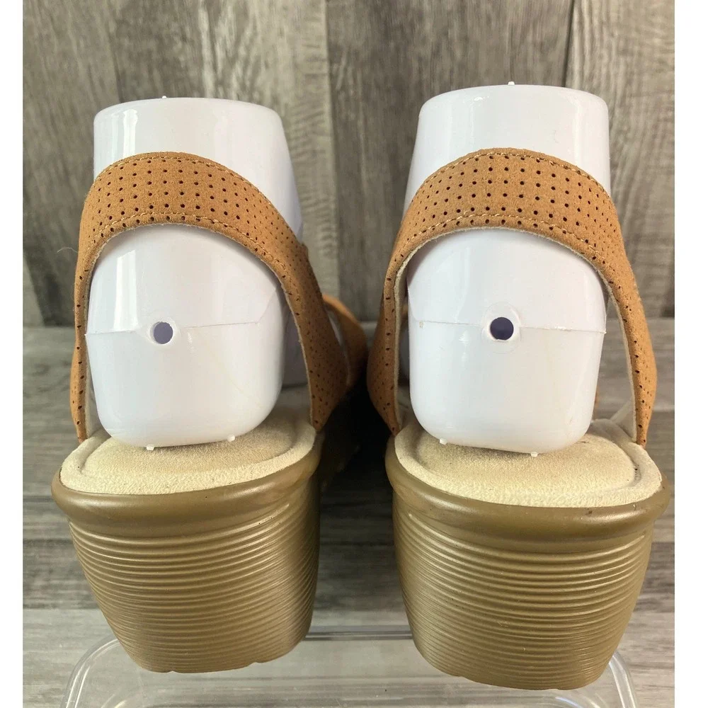 Skechers Rumblers Solar Burst Tan Wedge Sandals Womens 8.5 Memory Foam 31597